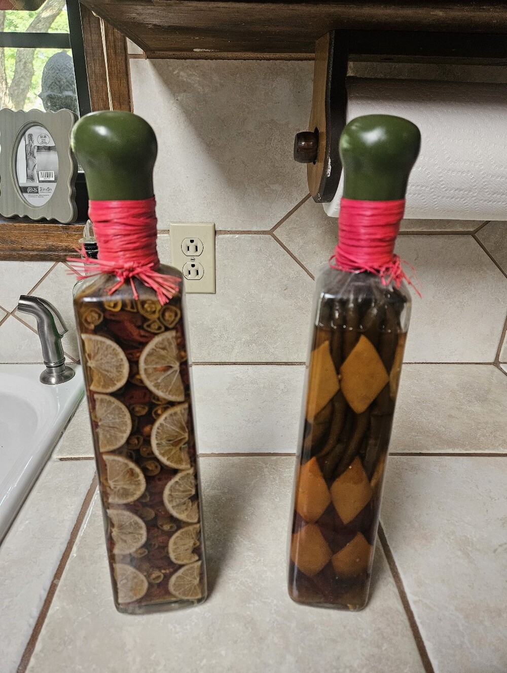 Decorative Olive Green-Topped Infused Bottle - Home Accents